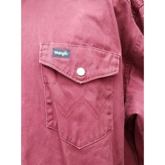 Vintage Wrangler Pearl Snap Button Cowboy Red Western Shirt Size 2X Long Sleeve - Picture 2 of 11